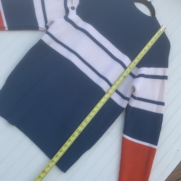 Eleventy blue Wool Sweater color block button sleeve - Picture 8 of 14